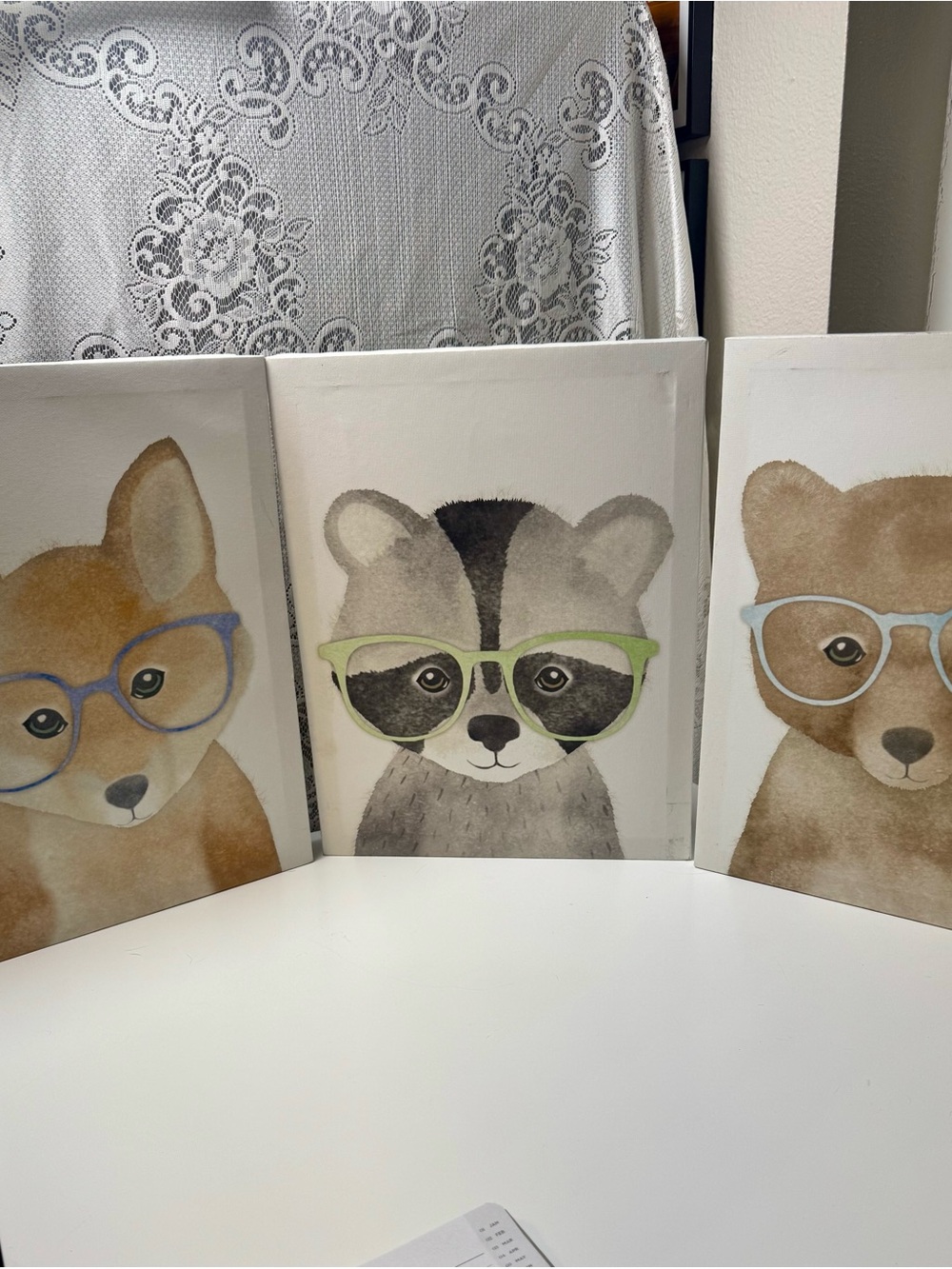 Hobby Lobby Trio of Woodland Animals in Glasses - Canvas Art Set, 11x15